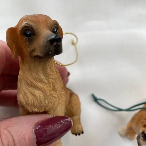 VINTAGE DOG ORNAMENTS Set of Two Dogs Labrador Boxer Dogs Christmas Hanging - Picture 3 of 10